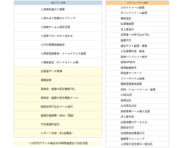 採用代行のオプション