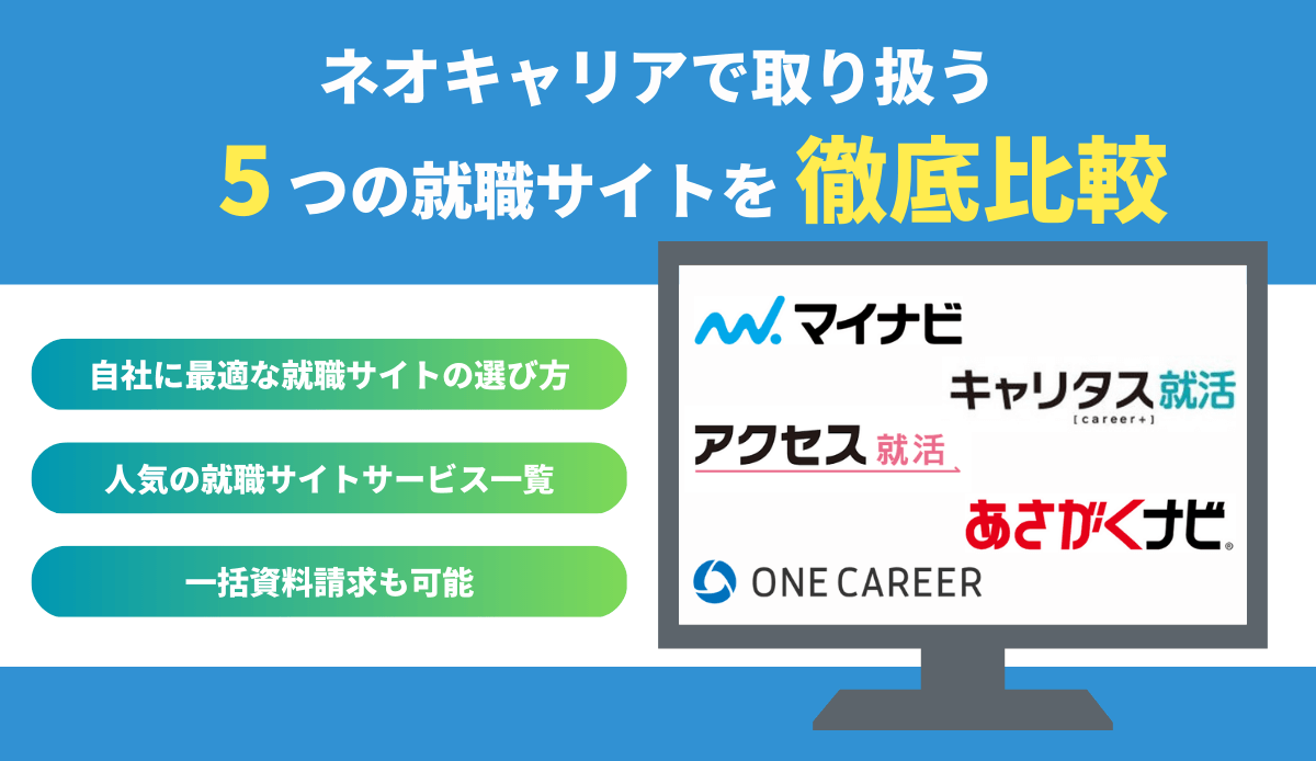 ネオキャリアで取り扱う5つの就職サイトを徹底比較！自社に最適な就職サイトの選び方