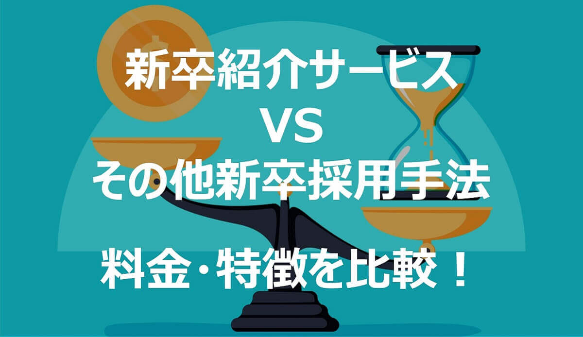 新卒紹介サービスとその他新卒採用手法の料金・特徴を比較！