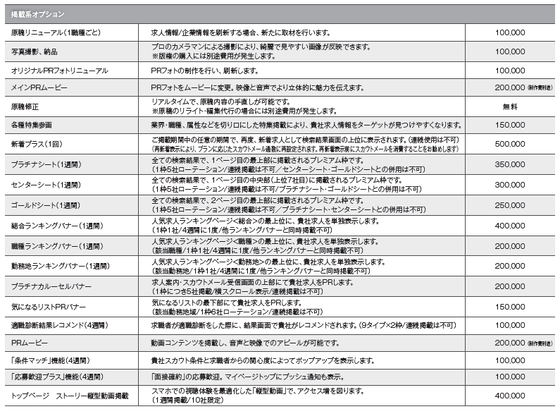 Re就活のオプション料金