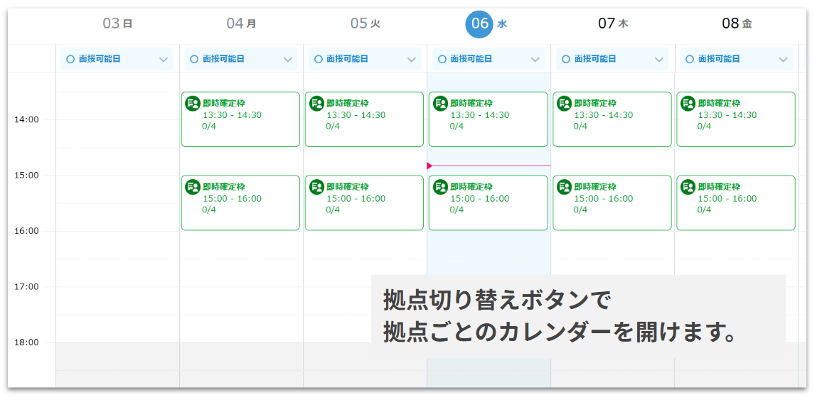面接コボットの予約管理画面
