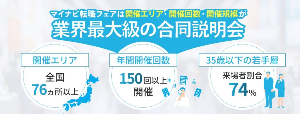 マイナビ転職フェアは開催エリア・開催回数・開催規模が業界最大級の合同説明会