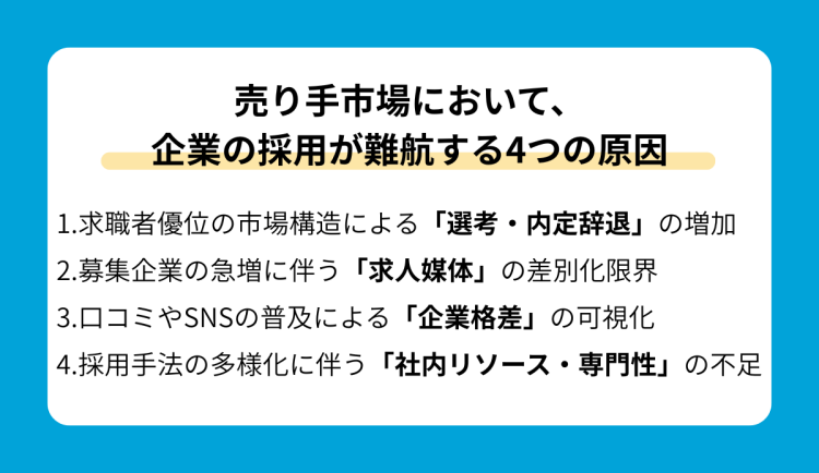 売り手市場において企業の採用が難航する4つの原因