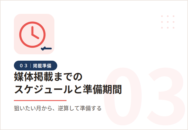 媒体掲載までのスケジュールと準備期間(掲載までの日数比較)